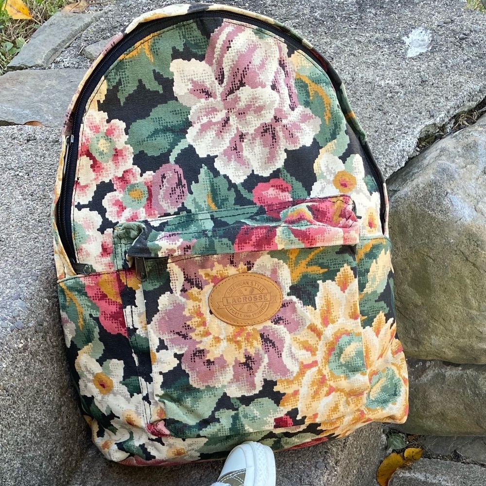 Vintage floral Lacrosse book bag